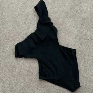 Hollister elegant Black One-Shoulder Ruffle Swimsuit